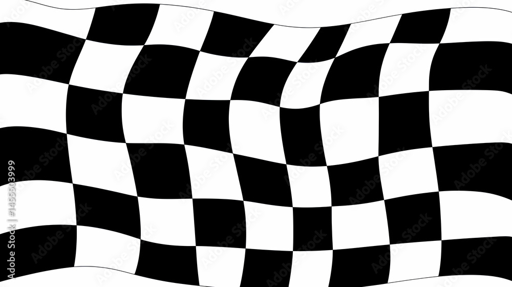 Fototapeta premium Waving checkered flag, black and white squares, finish line symbol, victory, competition, racing, success.