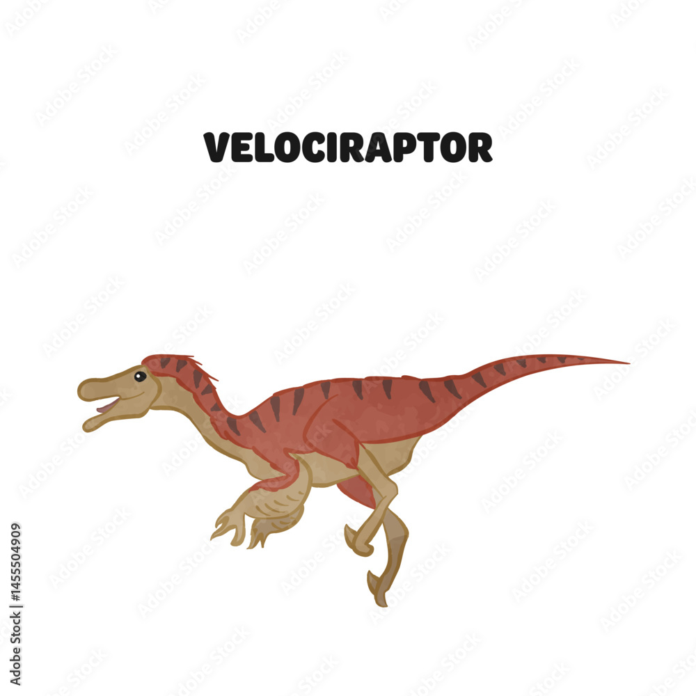 Fototapeta premium Illustration of a cute Velociraptor 01