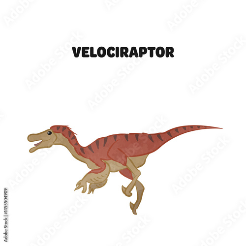 Illustration of a cute Velociraptor 01