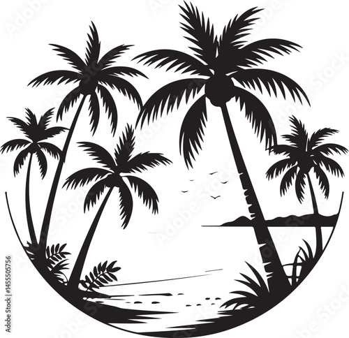 Beach Day Summer Vibes Silhouette

Sunset at the Seaside Vector Scene

Summer Fun with Friends Silhouette

Palm Trees and Sunlight Illustration

Hot Summer Adventure Silhouette Art