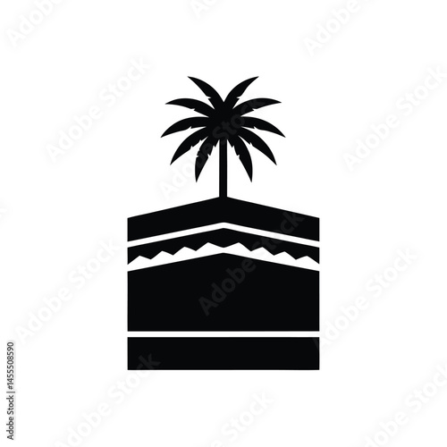 Minimal Kaaba Palm Tree Vector Art