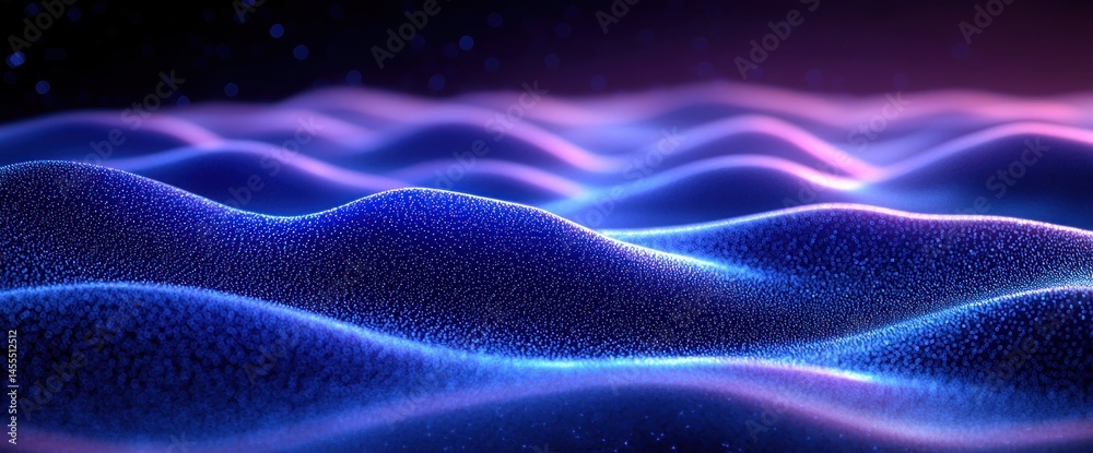 Fototapeta premium Abstract wavy surface with glowing particles