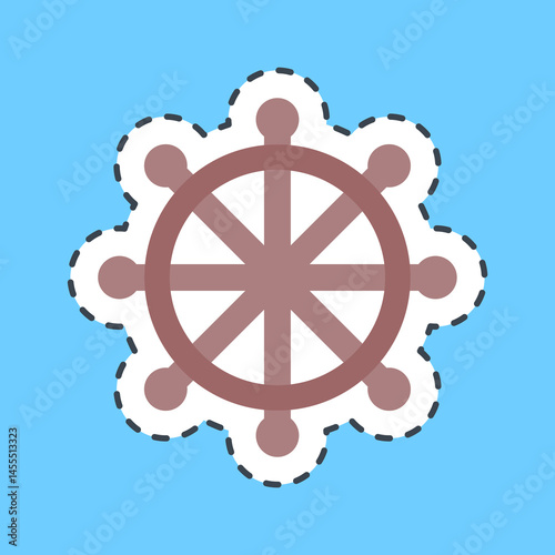 Cutting line sticker dharma wheel. Buddhism and vesak elements.