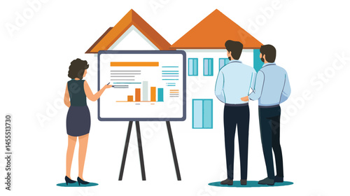 illustration of business people working in office