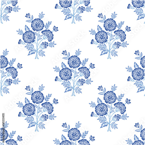 Boho Floral repeat pattern, Floral Block print , Flower damask, floral vector file, Floral ogee pattern