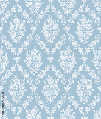 Boho Floral repeat pattern, Block print , Flower damask, floral vector file, ogee pattern, global print, seamless floral