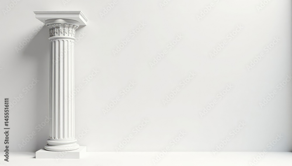Elegant Roman-style column against pure white backdrop, column, rome Elegant Roman-style column against pure white backdrop, column, rome
