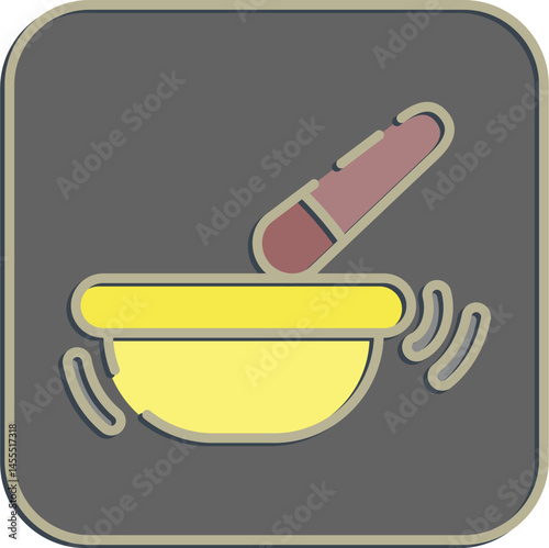 Icon singing bowl. Buddhism and vesak elements. Icon in embossed style.