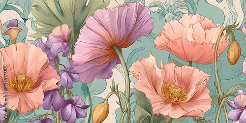 Wallpaper Mural seamless floral background,seamless pattern with flowers Torontodigital.ca