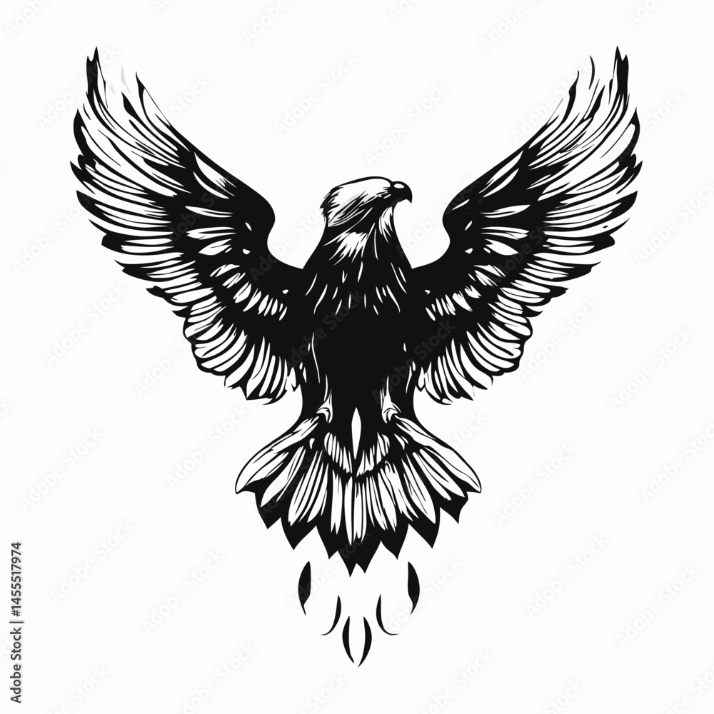 Fototapeta premium Majestic Eagle Tattoo Art – Black & White Bird of Prey Illustrations