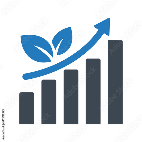 Growth eco business graph icon. Green growth icon