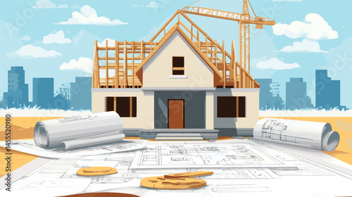 vector house under construction