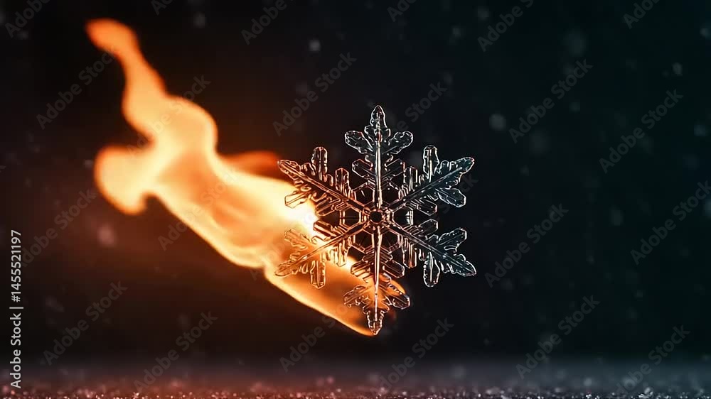 Fiery snowflake in a blizzard.
