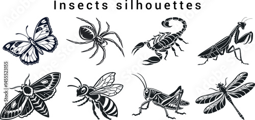 Silhouettes of Insects and Arthropods, Vector Collection of Insect Silhouettes