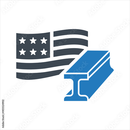US steel industry icon. Steel beam icon