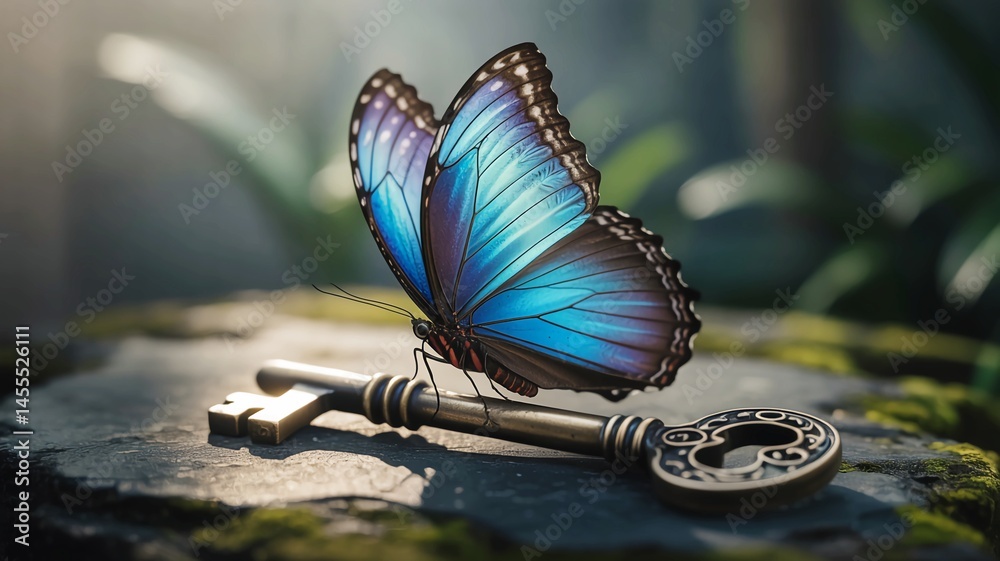 Naklejka premium butterfly on a leaf