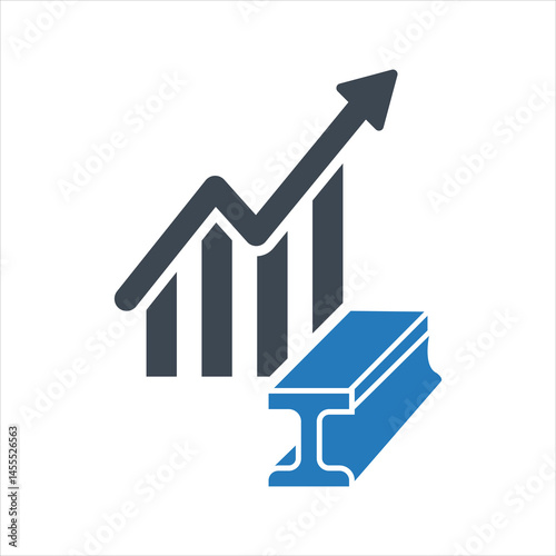 etal industry icon. steel import tax graph, Steel beam icon