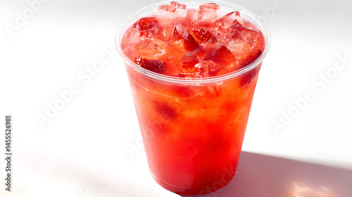 Wallpaper Mural Refreshing Strawberry Puree Lemonade Served Over Ice in a Clear Plastic Cup for Summer Enjoyment Torontodigital.ca