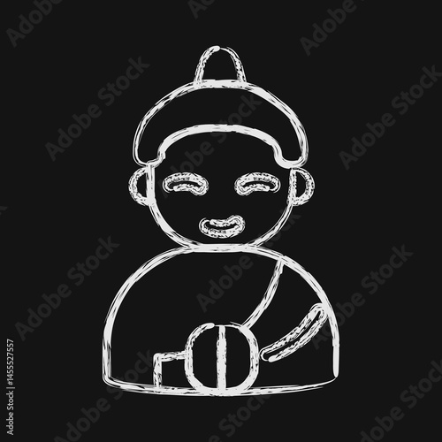Icon buddha. Buddhism and vesak elements. Icon in chalk style.