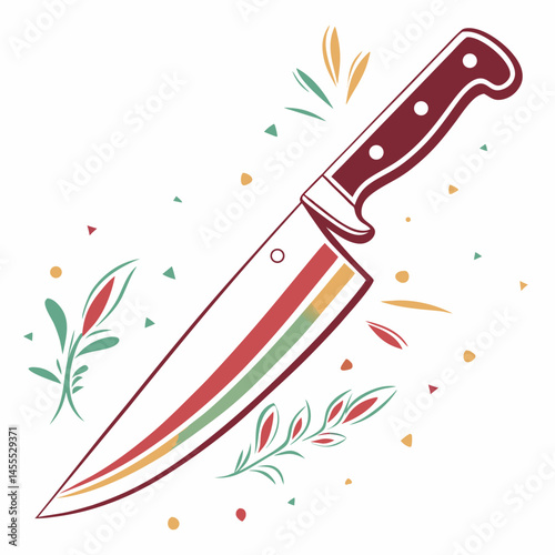 Kitchen Knife vector silhouette illustration isolated on white background