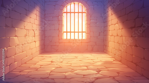 Stone Dungeon Cell with Sunlight photo