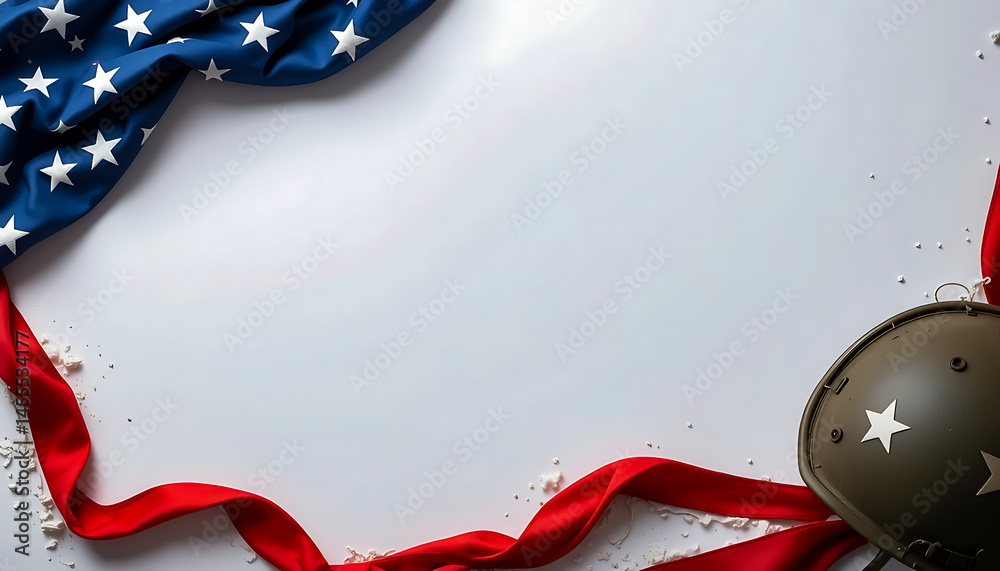 Naklejka premium American Flag and Military Helmet
