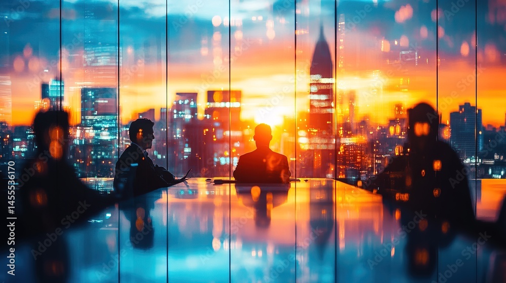 Fototapeta premium A global business meeting with diverse entrepreneurs in a high-tech setting 