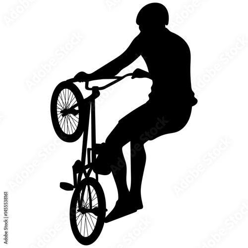 Bmx Freestyle Silhouette. Vector Illustration on White Background.