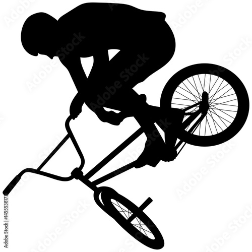 Bmx Freestyle Silhouette. Vector Illustration on White Background.
