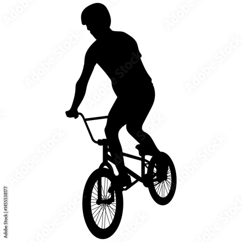 Bmx Freestyle Silhouette. Vector Illustration on White Background.