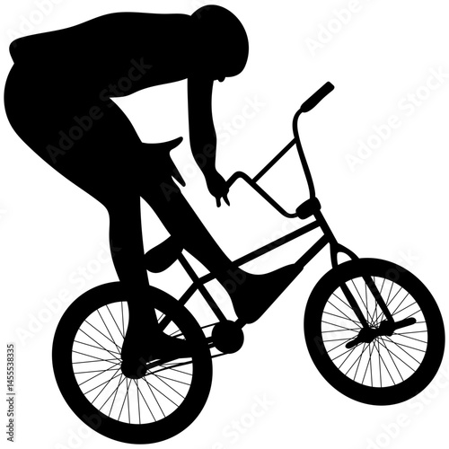 Bmx Freestyle Silhouette. Vector Illustration on White Background.