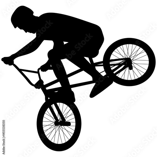 Bmx Freestyle Silhouette. Vector Illustration on White Background.