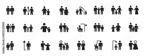 Collection of Diverse Family and People Icons for Website or App
