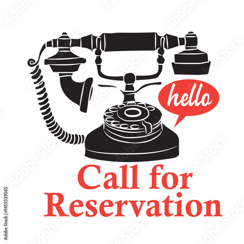 Classic old retro vintage phone illustration in hand drawn style