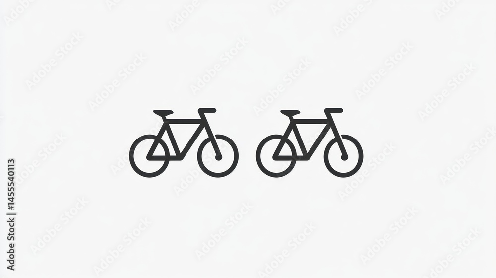 Obraz premium Minimalist Bicycle Icon Pair: Simple Line Art Design of Two Bikes
