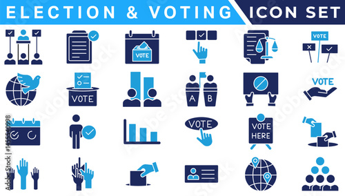 Election and voting Editable Stroke icon set. Containing democracy, vote, government, voting, campaign, political, ballot, candidate and president icons.