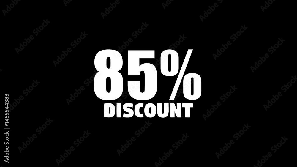 85% percent off discount label symbol animation motion graphic.85% discount offer icon animation text latter price offer shop sale bonus animated sign symbol. 85% percent off discount label symbol animation motion graphic.85% discount offer icon animation text latter price offer shop sale bonus animated sign symbol.