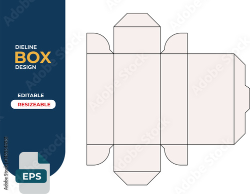 Dieline Box Design Template: Vector Packaging Layout, Editable & Resizable, Flat Style, Cardboard Box Pattern, Packaging Blueprint for Print