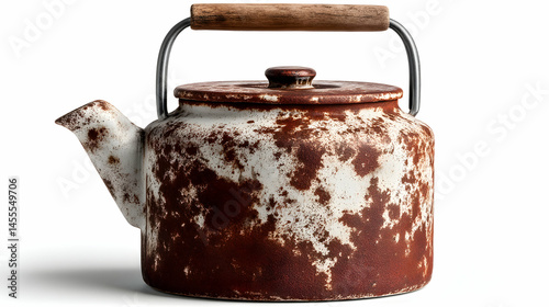 Rusty Teapot in Isolated White