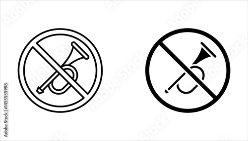 No horn prohibited sign flat icon set, Traffic and road sign on white background