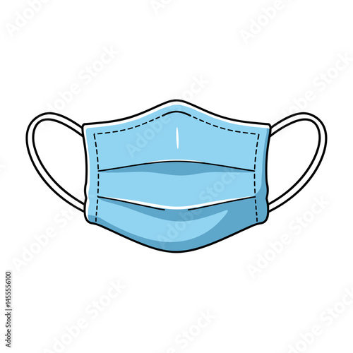 Medical face mask illustration in light blue color, suitable for UI icon or educational material  
