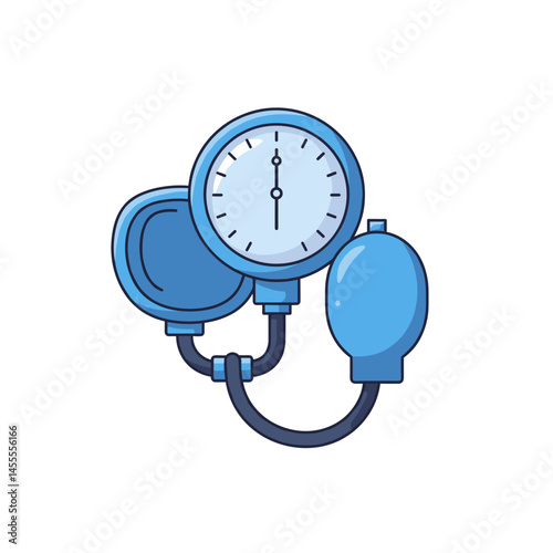 Medical Blood Pressure Monitor in Vibrant Blue Design, suitable for UI icon or educational material  