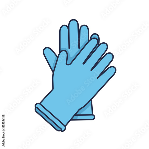 Medical blue gloves for healthcare protection and hygiene, suitable for UI icon or educational material  
