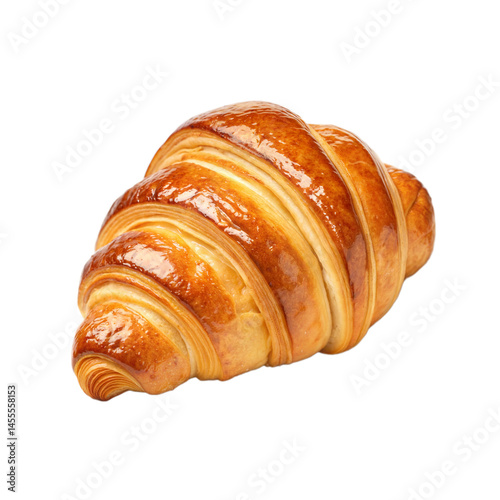 Golden Brown Buttery Croissant with Shiny Flaky Layers – Classic French Breakfast Pastry Perfect for Cafes, Bakeries, Breakfast Menus, Food Packaging, and Artisan Pastry Product Displays