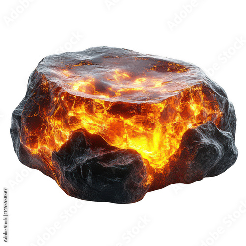 Molten rock lava stone geology magma fire hot burning heat volcanic rock on transparent background