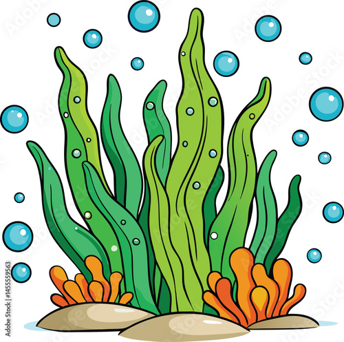 Cute Coral Reef Under the Sea Vector Illustration-2