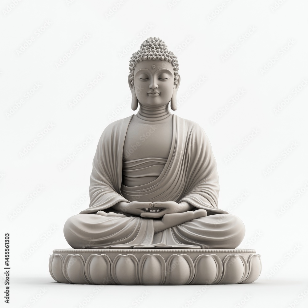 Fototapeta premium Serene Buddha Statue: A Pale Stone Meditation Pose