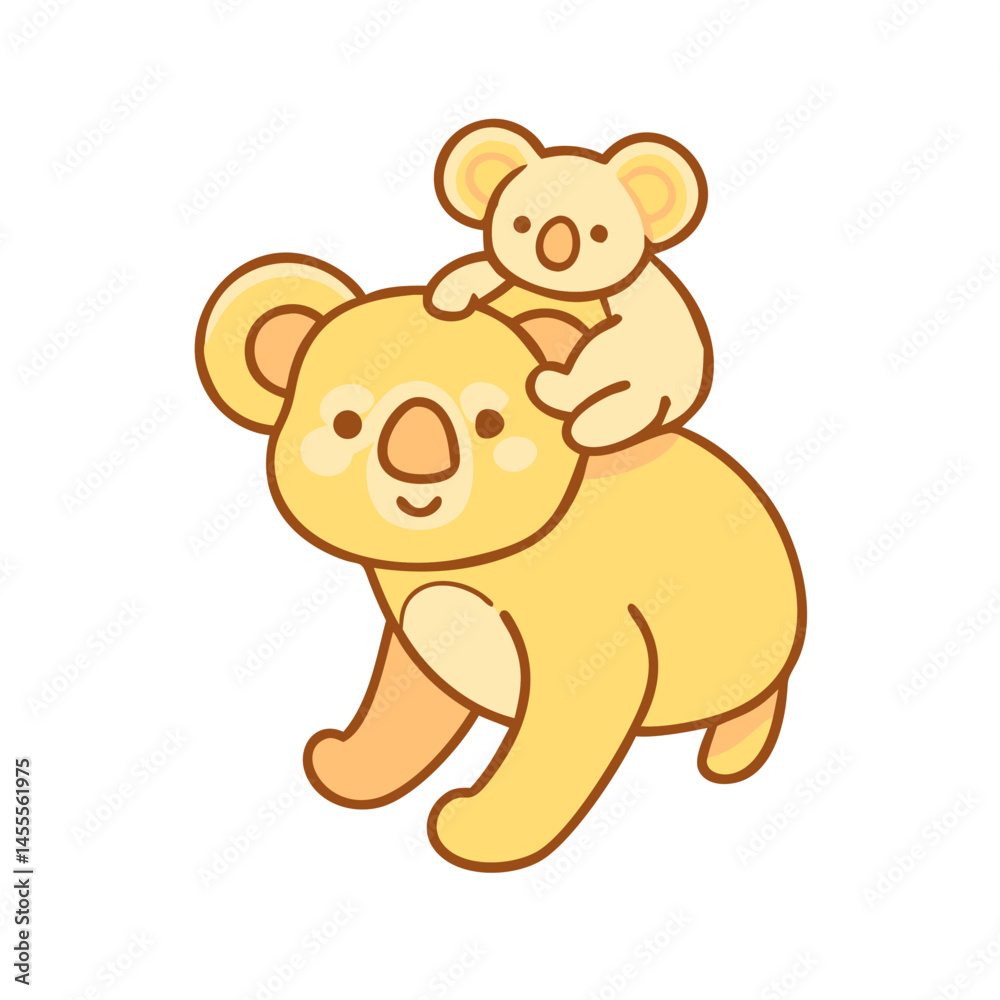 Fototapeta premium Koala Joey Back Icon Mother Baby Animal Australia Transparent Background
