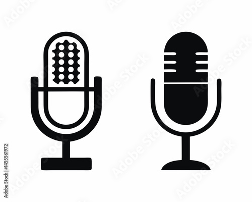 mic icon vector silhouette illustration isolated on white background