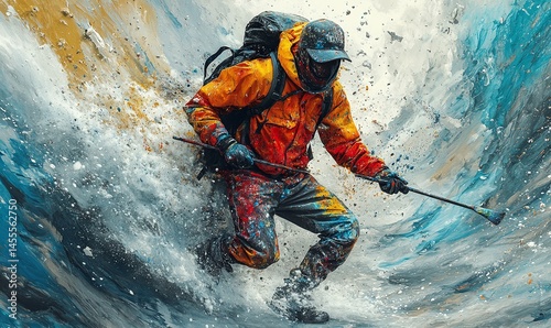 A vigorous explorer navigating a forceful water current.